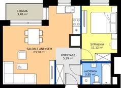 2 pokoje, mieszkanie 43,36 m², piętro 5, oferta nr A1/41, Zaspa Wysoko, Gdańsk, Zaspa, Zaspa-Młyniec, aleja Jana Pawła II