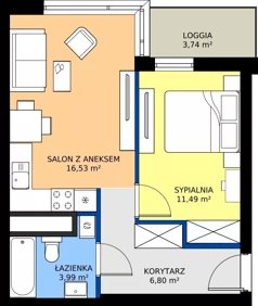 2 pokoje, mieszkanie 38,81 m², piętro 14, oferta nr A1/119, Zaspa Wysoko, Gdańsk, Zaspa, Zaspa-Młyniec, aleja Jana Pawła II