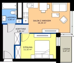 2 pokoje, mieszkanie 38,45 m², piętro 2, oferta nr A1/13, Zaspa Wysoko, Gdańsk, Zaspa, Zaspa-Młyniec, aleja Jana Pawła II