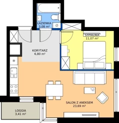 2 pokoje, mieszkanie 44,64 m², piętro 13, oferta nr A1/114, Zaspa Wysoko, Gdańsk, Zaspa, Zaspa-Młyniec, aleja Jana Pawła II