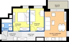 3 pokoje, mieszkanie 52,51 m², piętro 3, oferta nr A1/21, Zaspa Wysoko, Gdańsk, Zaspa, Zaspa-Młyniec, aleja Jana Pawła II