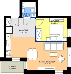 2 pokoje, mieszkanie 43,30 m², piętro 6, oferta nr A1/53, Zaspa Wysoko, Gdańsk, Zaspa, Zaspa-Młyniec, aleja Jana Pawła II