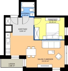 2 pokoje, apartament 43,29 m², piętro 2, oferta nr A1/17, Zaspa Wysoko, Gdańsk, Zaspa, Zaspa-Młyniec, aleja Jana Pawła II