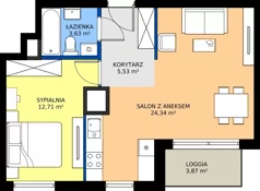 2 pokoje, mieszkanie 46,21 m², piętro 10, oferta nr A1/81, Zaspa Wysoko, Gdańsk, Zaspa, Zaspa-Młyniec, aleja Jana Pawła II