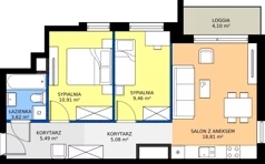 3 pokoje, mieszkanie 53,37 m², piętro 11, oferta nr A1/93, Zaspa Wysoko, Gdańsk, Zaspa, Zaspa-Młyniec, aleja Jana Pawła II