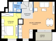 2 pokoje, mieszkanie 45,33 m², piętro 4, oferta nr A1/27, Zaspa Wysoko, Gdańsk, Zaspa, Zaspa-Młyniec, aleja Jana Pawła II