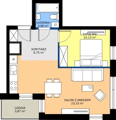 2 pokoje, mieszkanie 43,29 m², piętro 4, oferta nr A1/35, Zaspa Wysoko, Gdańsk, Zaspa, Zaspa-Młyniec, aleja Jana Pawła II