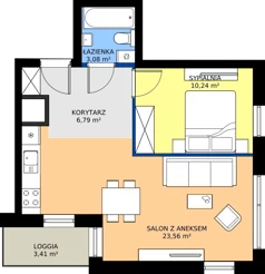 2 pokoje, mieszkanie 43,67 m², piętro 7, oferta nr A1/62, Zaspa Wysoko, Gdańsk, Zaspa, Zaspa-Młyniec, aleja Jana Pawła II