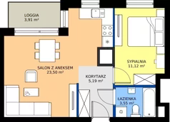 2 pokoje, mieszkanie 43,36 m², piętro 6, oferta nr A1/50, Zaspa Wysoko, Gdańsk, Zaspa, Zaspa-Młyniec, aleja Jana Pawła II