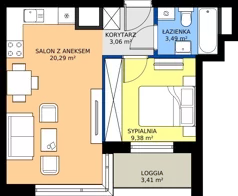 2 pokoje, mieszkanie 36,22 m², piętro 11, oferta nr A1/91, Zaspa Wysoko, Gdańsk, Zaspa, Zaspa-Młyniec, aleja Jana Pawła II