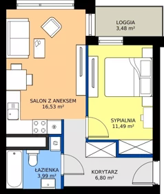 2 pokoje, mieszkanie 38,81 m², piętro 15, oferta nr A1/127, Zaspa Wysoko, Gdańsk, Zaspa, Zaspa-Młyniec, aleja Jana Pawła II