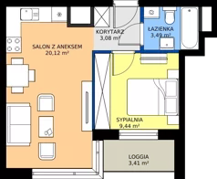 2 pokoje, mieszkanie 36,13 m², piętro 9, oferta nr A1/73, Zaspa Wysoko, Gdańsk, Zaspa, Zaspa-Młyniec, aleja Jana Pawła II
