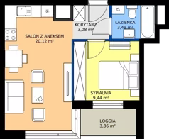 2 pokoje, mieszkanie 36,13 m², piętro 8, oferta nr A1/64, Zaspa Wysoko, Gdańsk, Zaspa, Zaspa-Młyniec, aleja Jana Pawła II