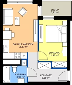 2 pokoje, mieszkanie 38,81 m², piętro 17, oferta nr A1/141, Zaspa Wysoko, Gdańsk, Zaspa, Zaspa-Młyniec, aleja Jana Pawła II