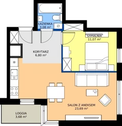 2 pokoje, mieszkanie 44,64 m², piętro 14, oferta nr A1/122, Zaspa Wysoko, Gdańsk, Zaspa, Zaspa-Młyniec, aleja Jana Pawła II