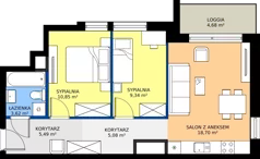 3 pokoje, mieszkanie 53,08 m², piętro 8, oferta nr A1/66, Zaspa Wysoko, Gdańsk, Zaspa, Zaspa-Młyniec, aleja Jana Pawła II