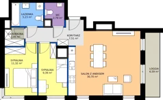 3 pokoje, mieszkanie 69,39 m², piętro 13, oferta nr A1/113, Zaspa Wysoko, Gdańsk, Zaspa, Zaspa-Młyniec, aleja Jana Pawła II
