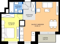 2 pokoje, mieszkanie 45,33 m², piętro 5, oferta nr A1/36, Zaspa Wysoko, Gdańsk, Zaspa, Zaspa-Młyniec, aleja Jana Pawła II