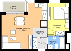 2 pokoje, apartament 43,90 m², piętro 7, oferta nr A1/59, Zaspa Wysoko, Gdańsk, Zaspa, Zaspa-Młyniec, aleja Jana Pawła II