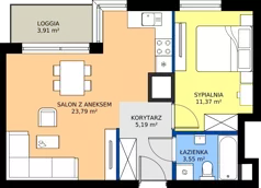 2 pokoje, mieszkanie 43,90 m², piętro 8, oferta nr A2/212, Zaspa Wysoko, Gdańsk, Zaspa, Zaspa-Młyniec, aleja Jana Pawła II