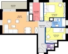 3 pokoje, mieszkanie 64,87 m², piętro 3, oferta nr A2/164, Zaspa Wysoko, Gdańsk, Zaspa, Zaspa-Młyniec, aleja Jana Pawła II