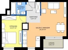 2 pokoje, mieszkanie 45,91 m², piętro 7, oferta nr A2/198, Zaspa Wysoko, Gdańsk, Zaspa, Zaspa-Młyniec, aleja Jana Pawła II