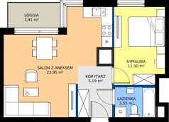 2 pokoje, mieszkanie 44,19 m², piętro 10, oferta nr A2/230, Zaspa Wysoko, Gdańsk, Zaspa, Zaspa-Młyniec, aleja Jana Pawła II