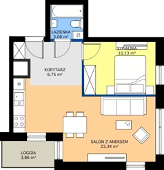 2 pokoje, mieszkanie 43,30 m², piętro 6, oferta nr A2/197, Zaspa Wysoko, Gdańsk, Zaspa, Zaspa-Młyniec, aleja Jana Pawła II