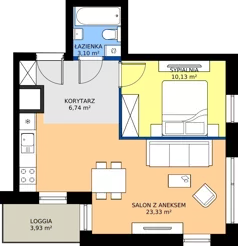 2 pokoje, mieszkanie 43,30 m², piętro 2, oferta nr A2/161, Zaspa Wysoko, Gdańsk, Zaspa, Zaspa-Młyniec, aleja Jana Pawła II