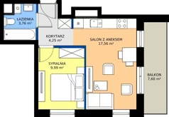 2 pokoje, mieszkanie 35,56 m², piętro 3, oferta nr A2/168, Zaspa Wysoko, Gdańsk, Zaspa, Zaspa-Młyniec, aleja Jana Pawła II