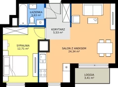 2 pokoje, mieszkanie 46,21 m², piętro 15, oferta nr A2/267, Zaspa Wysoko, Gdańsk, Zaspa, Zaspa-Młyniec, aleja Jana Pawła II