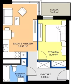 2 pokoje, mieszkanie 38,81 m², piętro 13, oferta nr A2/255, Zaspa Wysoko, Gdańsk, Zaspa, Zaspa-Młyniec, aleja Jana Pawła II