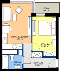 2 pokoje, mieszkanie 38,81 m², piętro 11, oferta nr A2/238, Zaspa Wysoko, Gdańsk, Zaspa, Zaspa-Młyniec, aleja Jana Pawła II