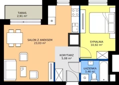 2 pokoje, apartament 42,49 m², piętro 1, oferta nr A2/150, Zaspa Wysoko, Gdańsk, Zaspa, Zaspa-Młyniec, aleja Jana Pawła II