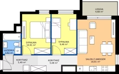 3 pokoje, mieszkanie 53,37 m², piętro 12, oferta nr A2/246, Zaspa Wysoko, Gdańsk, Zaspa, Zaspa-Młyniec, aleja Jana Pawła II