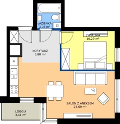 2 pokoje, apartament 43,86 m², piętro 11, oferta nr A2/242, Zaspa Wysoko, Gdańsk, Zaspa, Zaspa-Młyniec, aleja Jana Pawła II