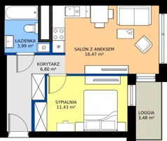 2 pokoje, mieszkanie 38,69 m², piętro 7, oferta nr A2/202, Zaspa Wysoko, Gdańsk, Zaspa, Zaspa-Młyniec, aleja Jana Pawła II