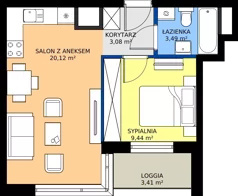 2 pokoje, mieszkanie 36,13 m², piętro 7, oferta nr A2/199, Zaspa Wysoko, Gdańsk, Zaspa, Zaspa-Młyniec, aleja Jana Pawła II