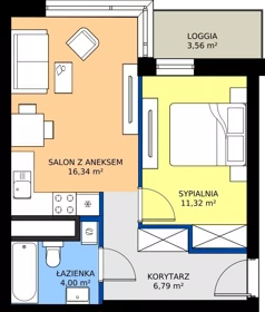 2 pokoje, apartament 38,45 m², piętro 2, oferta nr A2/157, Zaspa Wysoko, Gdańsk, Zaspa, Zaspa-Młyniec, aleja Jana Pawła II