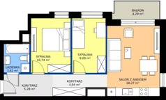 3 pokoje, apartament 51,94 m², piętro 1, oferta nr A2/148, Zaspa Wysoko, Gdańsk, Zaspa, Zaspa-Młyniec, aleja Jana Pawła II