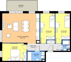 4 pokoje, apartament 79,38 m², piętro 2, oferta nr B10/79, Apartamenty Onlylife, Warszawa, Wilanów, Powsin, ul. Łukasza Drewny/Potułkały