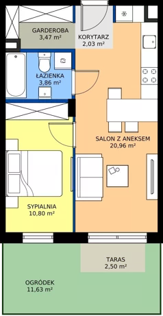 2 pokoje, mieszkanie 41,12 m², parter, oferta nr B10/61, Apartamenty Onlylife, Warszawa, Wilanów, Powsin, ul. Łukasza Drewny/Potułkały