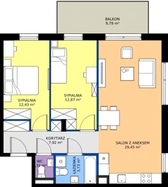 3 pokoje, mieszkanie 67,71 m², piętro 1, oferta nr B10/63, Apartamenty Onlylife, Warszawa, Wilanów, Powsin, ul. Łukasza Drewny/Potułkały