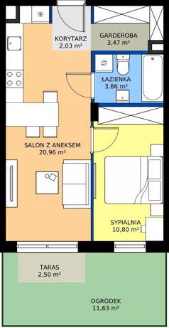 2 pokoje, apartament 41,12 m², parter, oferta nr B10/73, Apartamenty Onlylife, Warszawa, Wilanów, Powsin, ul. Łukasza Drewny/Potułkały
