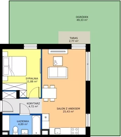 2 pokoje, apartament 46,92 m², parter, oferta nr B10/59, Apartamenty Onlylife, Warszawa, Wilanów, Powsin, ul. Łukasza Drewny/Potułkały