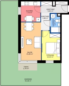 2 pokoje, apartament 44,56 m², parter, oferta nr B7/12, Apartamenty Onlylife, Warszawa, Wilanów, Powsin, ul. Łukasza Drewny/Potułkały