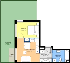 2 pokoje, apartament 36,81 m², parter, oferta nr B7/11, Apartamenty Onlylife, Warszawa, Wilanów, Powsin, ul. Łukasza Drewny/Potułkały