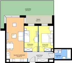 3 pokoje, apartament 55,90 m², piętro 1, oferta nr B8/33, Apartamenty Onlylife, Warszawa, Wilanów, Powsin, ul. Łukasza Drewny/Potułkały