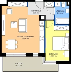 2 pokoje, mieszkanie 48,47 m², piętro 2, oferta nr B8/36, Apartamenty Onlylife, Warszawa, Wilanów, Powsin, ul. Łukasza Drewny/Potułkały