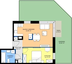 2 pokoje, apartament 45,35 m², parter, oferta nr B8/21, Apartamenty Onlylife, Warszawa, Wilanów, Powsin, ul. Łukasza Drewny/Potułkały